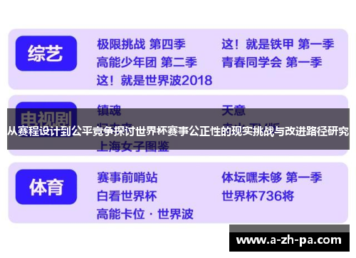 从赛程设计到公平竞争探讨世界杯赛事公正性的现实挑战与改进路径研究 从赛程设计到公平竞争探讨世界杯赛事公正性的现实挑战与改进路径研究